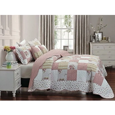 Image of Bedspread Patchwork 2 Pillow Sham 3 Piece Set Size 235 cm x 250 (King, Maison)