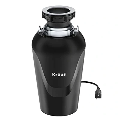 Image of Kraus KWD100 75MBL Standart PRO Continuous Feed Garbage Disposal with 3/4 Horsepower Ultra Quiet Motor for Kitchen Sinks Power Cord and Flange Included, 15 Inch, Black
