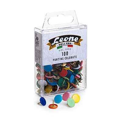 Image of 100 coloured tacks Lion Dell&#039;Era Hanging box Made in Italy