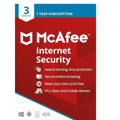 Image of McAfee Internet Security 2022 03 Geräte Antiviren und Sicherheitssoftware Windows/Mac/Android/iOS 1 Jahresabonnement