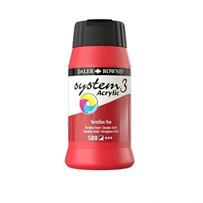 Image of Daler Rowney System3 Acrylic Paint, Plastic Pot, 16.91oz 500 ml, Vermilion Hue