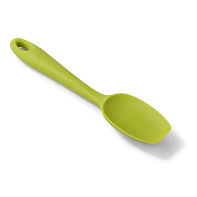 Image of Zeal Silicone Spatula Spoon, Non stick Flat ended Cooking Spoon for Scraping, Scooping and Stirring 20 centimeter, Lime Green