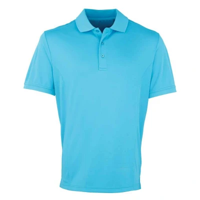 Image of Premier Mens Coolchecker Pique Polo Shirt (Turquoise) Size Large