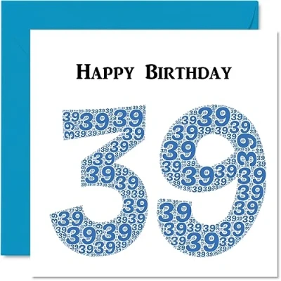 Image of Fun 39th Birthday Cards for Men Shapecloud Happy Card Dad Mum Son Daughter Brother Sister Uncle Auntie Cousin, 145mm x Greeting Cards,