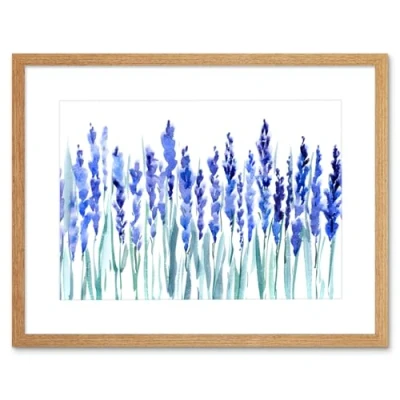 Image of Wee Blue Coo Flowers Lavender Watercolour Art Print Framed Poster Wall Decor 12x16 inch
