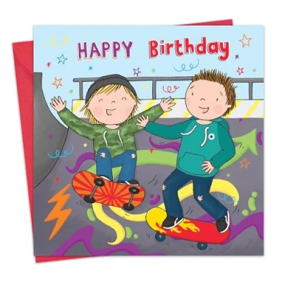 Image of Twizler Birthday Card for Boys Skateboarding Childrens Happy Son or Grandson Kids Brother Nephew Tween Teenager Boy