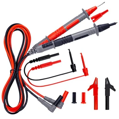Image of KAIWEETS KET01 Multimeter Test Leads Kit, 8 Pieces Lead with Alligator Clips, Needle Probe, Mini Hooks, Replaceable Probes Kit for Digital &amp; Clamp Meter