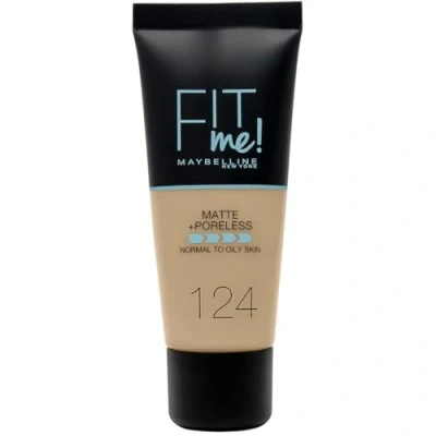 Image of Maybelline Fit Me Foundation, Medium Coverage, Blendable With a Matte and Poreless Finish, For Normal to Oily Skin, Shade: 124 Soft Sand, 30ml