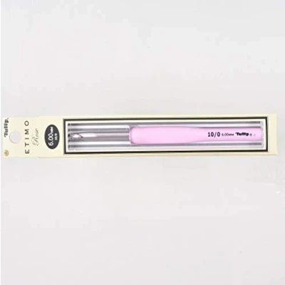 Image of Tulip ETIMO ROSE Cushion Grip Aluminium Silver Crochet hook (6.0mm)