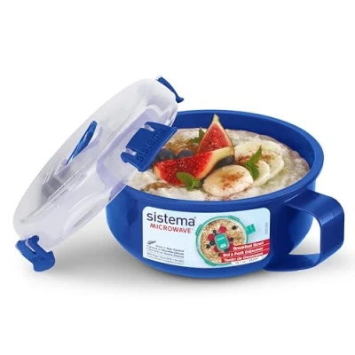 Image of Sistema Microwave Breakfast Bowl Round Container with Lid 850 ml BPA Free Assorted Colours 1 Count