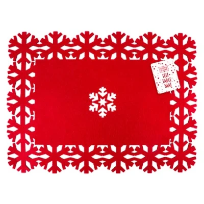 Image of SKYTE® Christmas Felt Table Mat Red Snowflake Dinner Placemats Tableware Xmas