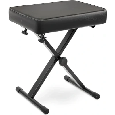 Image of Adjustable Padded Keyboard Bench X Style with Three Holes on Each Leg, 4 Non Slip Rubber Feet, Designed to Fit Users and Playing Styles