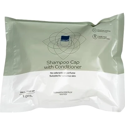Image of Abena Shampoo Cap , Pack of 1 Disposable Shower Fragrance and Colourant Free Dermatologically Tested No Rinse Ideal for Elderly, Bedridden, Travel, Camping Festivals