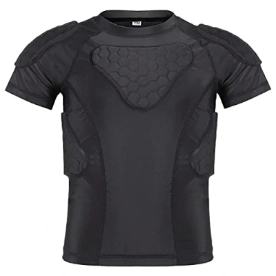 Image of TUOY Youth Boys Padded Compression Shirt protective Top for Football Paintball Baseball Soccer Basketball