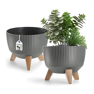 Image of KADAX Elevated Plant Pot, Large Plastic Planter with Legs for Indoor and Outdoor Use, Durable Round Houseplants (⌀ 29 cm, Graphite)