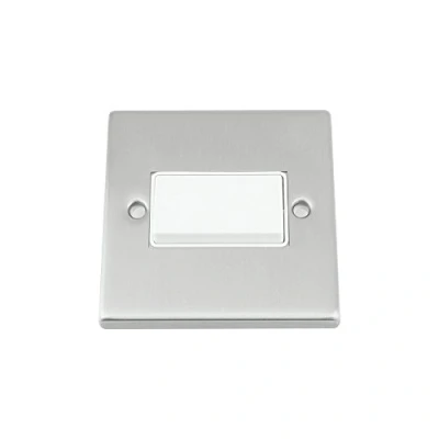 Image of Fan Isolator 3 Pole Switch Satin Matt Chrome Square White Insert Plastic