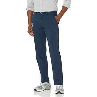 Image of Amazon Essentials Men&#039;s Straight Fit Casual Stretch Chino Trouser, Dark Navy, 33W / 28L