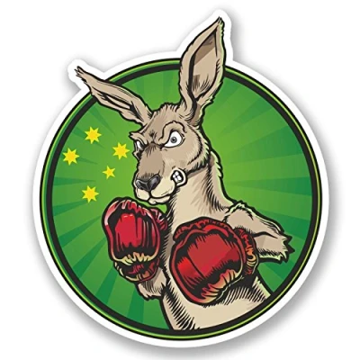 Image of 2 x Kangaroo Australia Vinyl Sticker Bike Travel Luggage Tag Gift Fun Kids #4477 (8.8cm Wide 10cm Tall)
