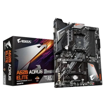 Image of Gigabyte A520 AORUS ELITE Motherboard Supports AMD Ryzen 5000 Series AM4 CPUs, 5+3 Phases Pure Digital VRM, up to 4733MHz DDR4 (OC), PCIe 3.0 x4 M.2, GbE LAN, USB 3.2 Gen2