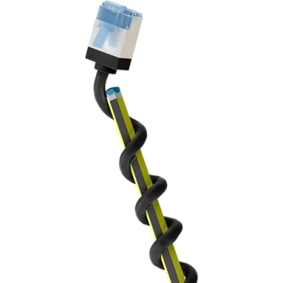 Image of goobay 74320 CAT 6A Patch Cable Slim/Ultra Flexible RJ45 Network U/FTP CU/Thin Ethernet with Short Connectors / 10 Gbit/s LSZH, Kink Protection/Black 3 m