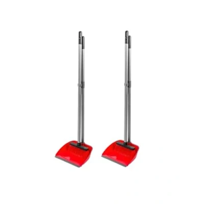 Image of Long Handled Dustpan and Brush Set, Tall Set House Cleaning Kit for Kitchen Lobby Indoor Broom with Soft Sweeping Upright Dust Pan (1)