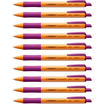 Image of Ballpoint Pen STABILO Pointball Pack of 10 Lilac