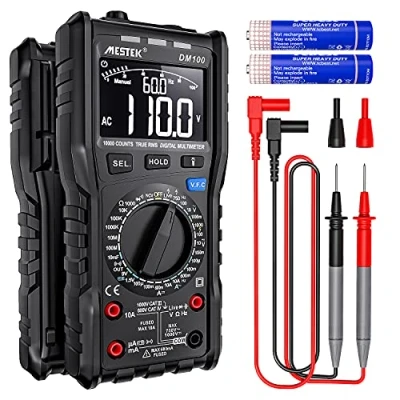 Image of Digital Multimeter Voltage Tester AC DC Current TRMS Electric Meter MESTEK Amp Volt Ohm Hz Capacitance Frequency Diode Resistance Live NCV VFC Wrong Insert Alarm High Speed Anti burn with Probes