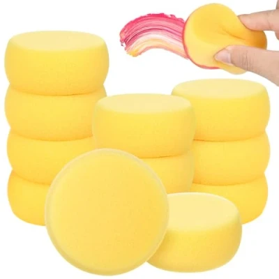 Image of Painting Sponge ROSENICE Artist Sponges Applicator Pads Round Foam 12pcs (Yellow)