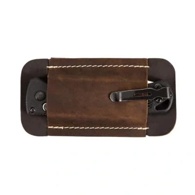Image of Knife Sheath,Leather Sheath for Belt,Horizontal Carry Pocket Holder,EDC Belt Organizer,Handmade Compact Draw Holster,EDC Organizer,Sheath Folding Knife,Gifts Men, Dark