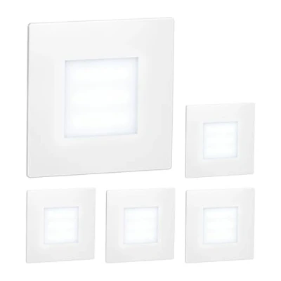 Image of ledscom.de 5 LED Staircase Light/recessed Wall Light FEX for Indoors and Outdoors, Angular, 85 x 85mm, Cool White