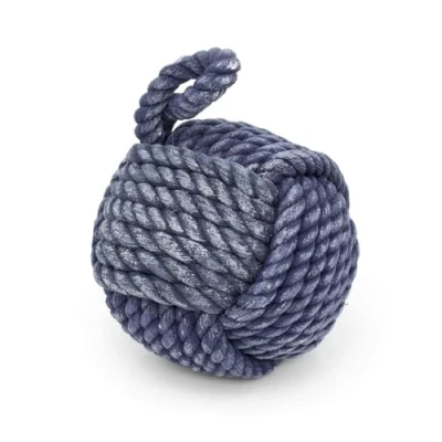Image of Blue Nautical Knot Rope Heavy Doorstop Monkey&#039;s Fist Seaside Door Stop Beach Stopper Ball