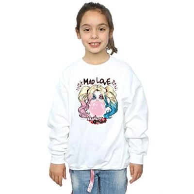 Image of DC Comics Girls Harley Quinn Mad Love Sweatshirt White 12 13 Years