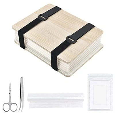 Image of WANDIC Flower Press Kit, Thickened Wooden Art Kit Plant Pressing Book Leaves for DIY Handicrafts Specimens Outdoor Learning