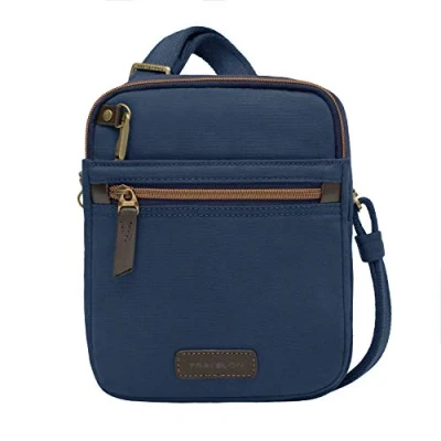 Image of Travelon: Anti Theft Courier Small N/s Slim Travel Bag Navy