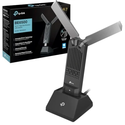 Image of BE6500 Wi Fi 7 High Gain Wireless USB Adapter, Tri Band, MLO, Broader Coverage,OFDMA, MU MIMO and Multi RU, Data transfers of up to 4.8Gbps with 3.0, Flexible &amp; Easy Installation (Archer TBE400UH)