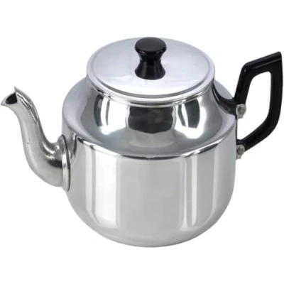 Image of Polished Aluminium Teapot, 6 Cup / 1 litre Capacity, Gift Boxed with Drip Free Spout