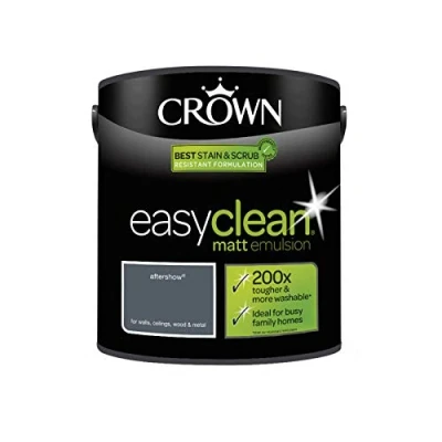 Image of 2.5L CROWN Easy Clean MATT Emulsion Multi Surface Paint That can be Used on Walls, Ceilings, Wood and Metal. Stain &amp; Scrub Resistant Formula Aftershow
