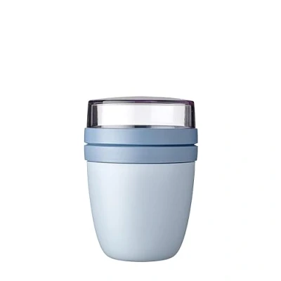 Image of Mepal overnight oat jar Mini Practical Yoghurt Cup &amp; Muesli Separate Compartments for Suitable Freezer, Microwave Dishwasher 300 ml + 120 Nordic Blue