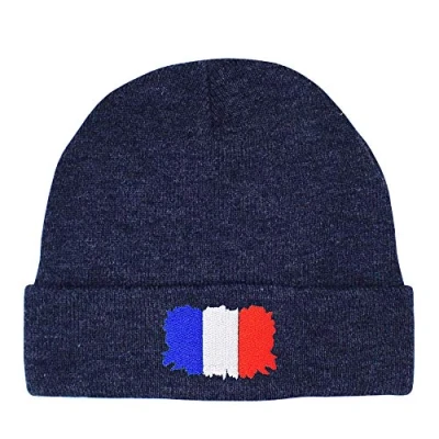 Image of TeddyTs Men&#039;s France Flag Thermal Knit Navy Beanie Hat