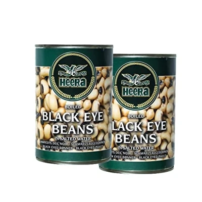 Image of Heera Black Eye Beans Tin 400G Precooked Healthy Nutritious Ready to Eat Food Indian Origin (Pack of 2)