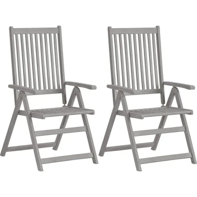 Image of vidaXL Garden Reclining Chairs 2 pcs Grey Solid Acacia Wood