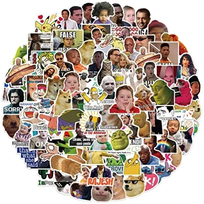 Image of 100Pcs Meme Stickers for Kids Teens Adults Boys Girls Gift,Stickers Pack Laptop,Skateboard Luggage Car Bike Cup Computer Water Bottle Decor,Cartoon Vinyl Waterproof Sticker Decal