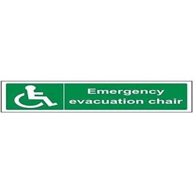 Image of V Safety Emergency Evacuation Chair Sign 300mm x 100mm 1mm Rigid Plastic