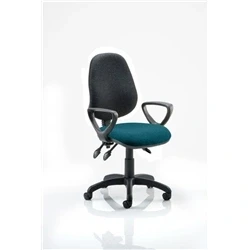Image of Eclipse Plus III Lever Task Operator Chair Black Back Bespoke Seat with Loop Arms In Maringa Teal