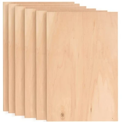 Image of SINJEUN 40 Pack Plywood Sheets, 20 x 10 0.3 cm Unfinished Basswood Board, Thin Sheets Wooden Cutouts for Crafts, Wood Burning, Laser Projects, Engraving