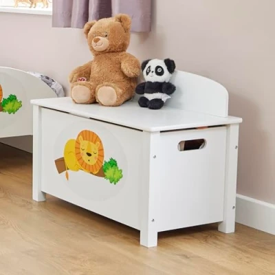 Image of Liberty House Toys Kid&#039;s Wooden Jungle Toy Box, White