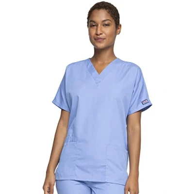 Image of Cherokee Originals Line 18019 Women&#039;s V Neck Tunic Size M Sky Blue