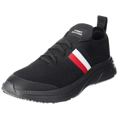 Image of Tommy Hilfiger Modern Runner Knit Stripes, Black, 6.5