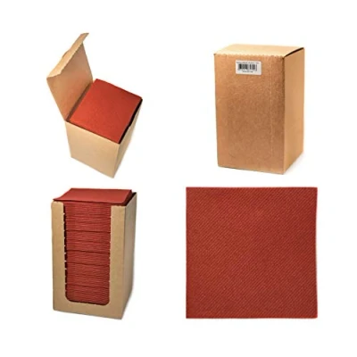 Image of Alvotex Chic Airlaid 100 Cocktail Napkins, 1/4 Fold Fabric Like, Disposable Napkin, Burgundy, 20 x cm