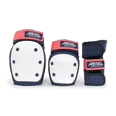 Image of REKD Heavy Duty Triple Pad Set, Complete Protection Pack, Fully Certified for All Action Sports Blue Pink Small